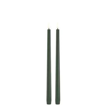 Uyuni dinerkaars slim taper candle Olive green 2-pack 2,3x32 cm 